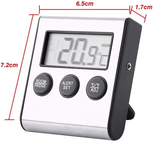 Kjøleskapstermometer, digitalt LCD-termometer med probe