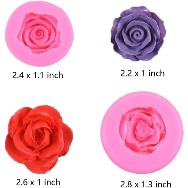 2 st 3D Ros Blom Fondant Silikonformar för Choklad C