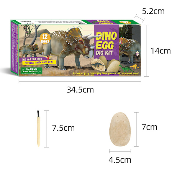 12 ägg dinosaurieägg grävsats - dinosaurie leksaker för barn bryt dinos