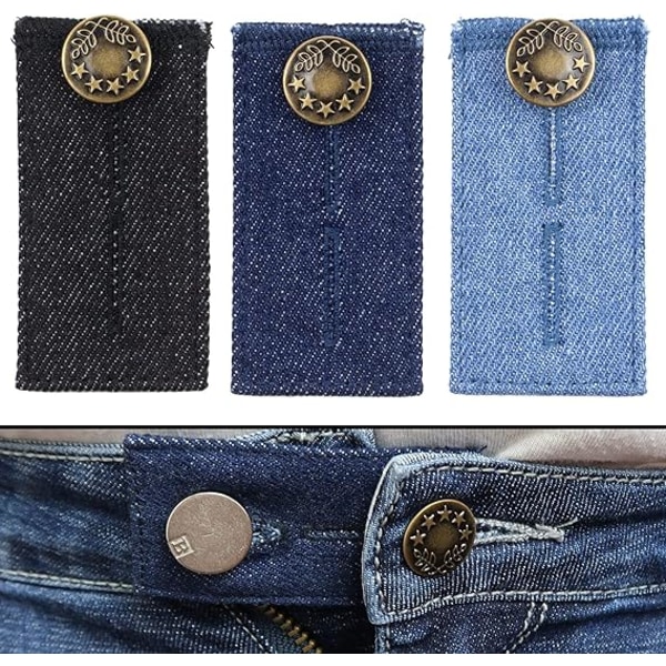 Bältesförlängare för jeans och byxor, set om 3, midjeförlängare upp