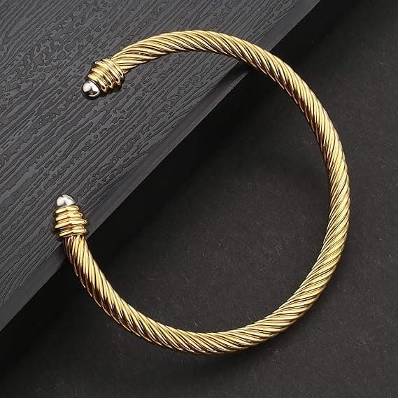 Kabel Manchet Armbånd til Kvinder Rustfrit Stål Wire Twiste