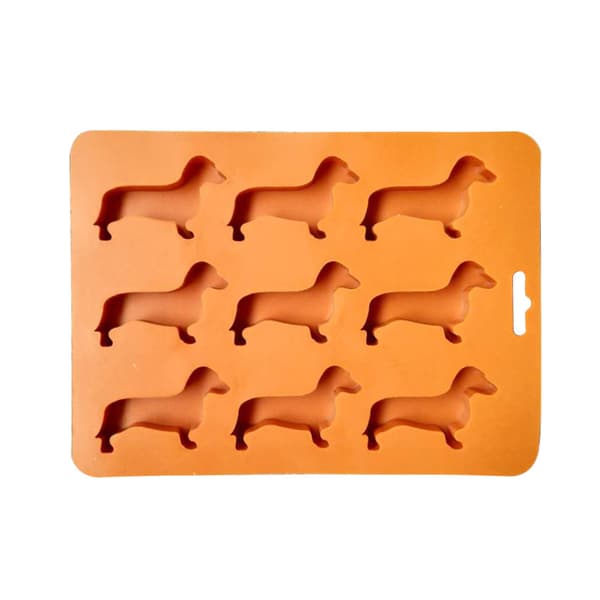 Dachshund-formade silikonformar för isbitar och bricka