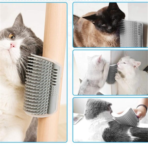 2 st kattklösare - Kattborste - Hörnmontering - Katt grå