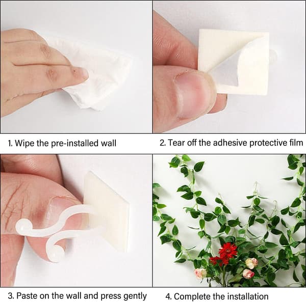 100-pack växtstöd clips, självhäftande växtclips, väggklämmor
