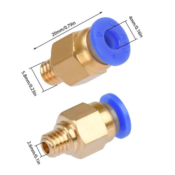 10 stk. PC4-M6 pneumatisk stik, 4mm pneumatisk fitting til 3D