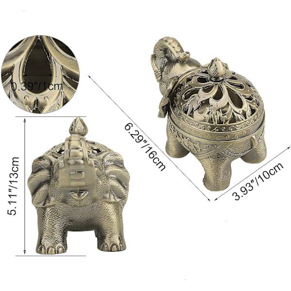 Metal Tilbageflow Røgelseholder, Elefant Kegle Røgelsebrænder,
