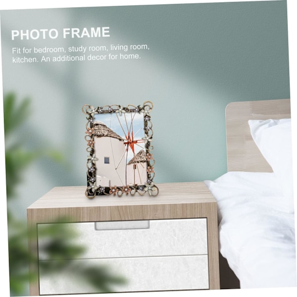 1 stk. 7 tommer fotoramme blomsterdisplay stativ skrivebordsdekoration kontor