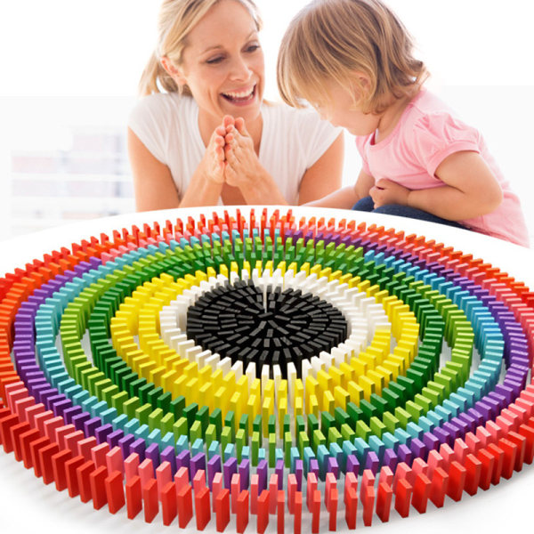120st färgglada trä Dominos Block Set, barnspel pedagogiskt