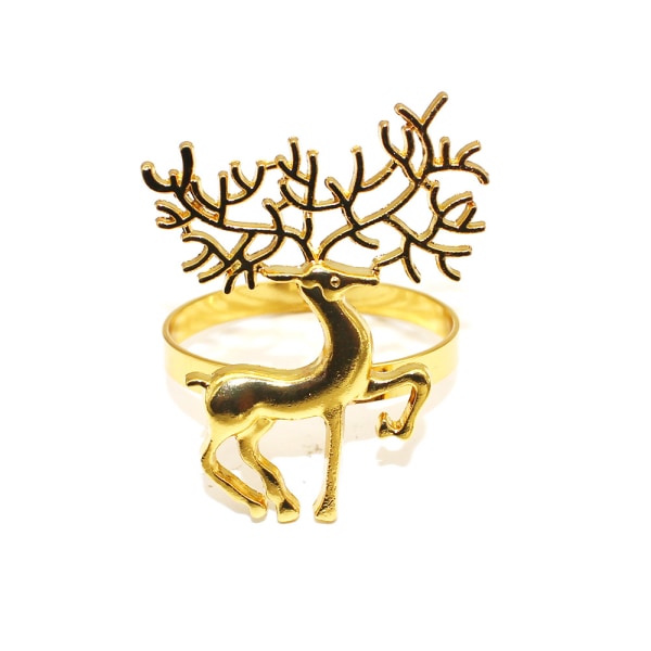 12 stykker julerensdyrservietringe, 6 cm guld Elk serviet Ho