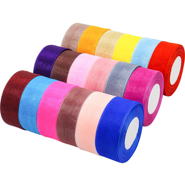 1 Roll Sheer Chiffon Ribbon for Gift Box Packaging Wedding Gift B