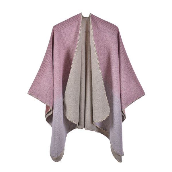 Rosa dame skjerf tosidig sjal strikket cape poncho dame