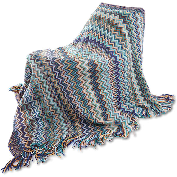 Strikkede tepper Frynser teppe Supermyk sildebenteppe Sengeteppe egnet for hjemmet ditt Soverom Sofa 130 x 200 cm (Blå)