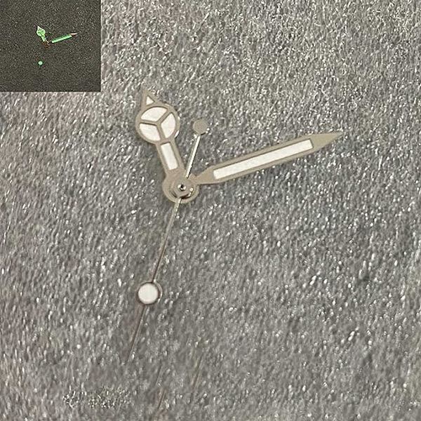 NH35/36/4R/7S Silver Edge Watch Hands Tre Pin Pointer med Grön