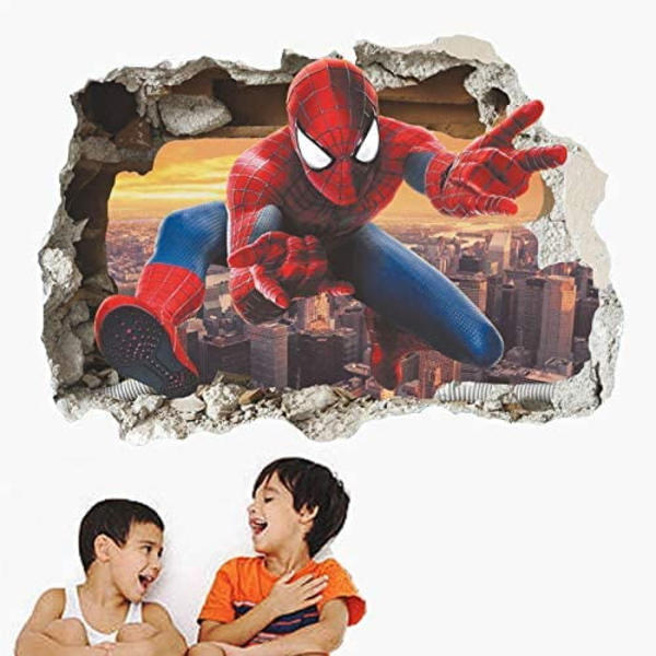 Spiderman väggdekaler 3D-effekt dekaler rumsdekor dekoration jätteflyttbar självhäftande väggdekal barn Spiderman väggdekaler