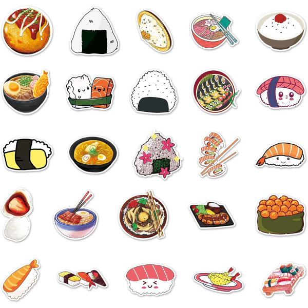 (50 st) Sushi Roll Rice Stickers för bärbar dator, present till barn, tonåring