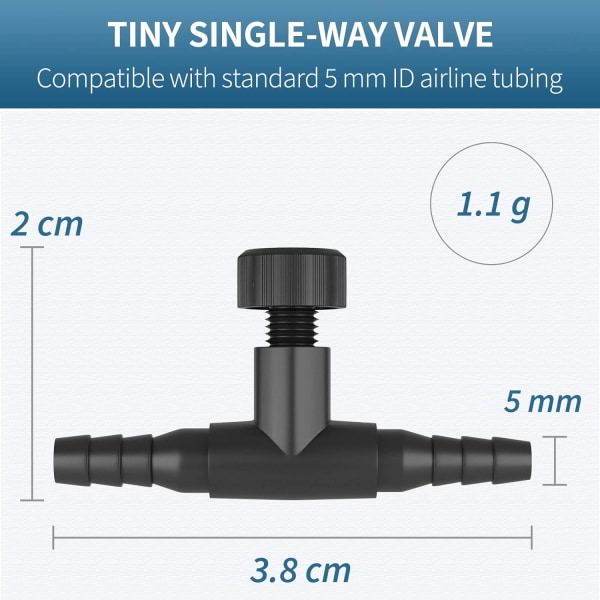 Akvarieluftkontrollventiler for 0,4 cm ID-slang for flyledninger