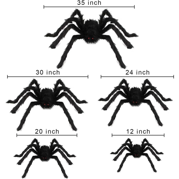 Halloween edderkopp dekorasjoner, 5 pakke gigantiske hårete edderkopp store Rea