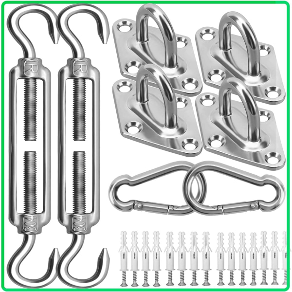 Solsejl Hardware Kit - 304 Rustfrit Stål Solsejl Monteringssæt