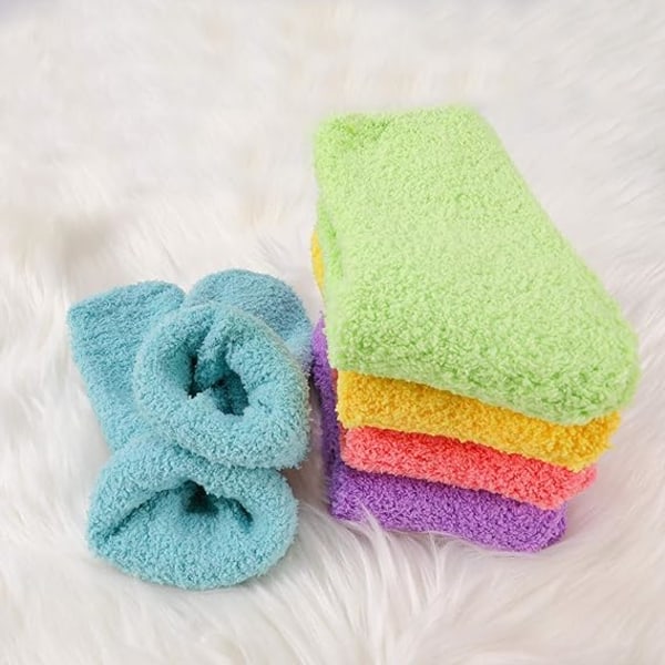 6 par fluffy sokker for jenter, fuzzy sokker til sengs, koselige sokker til å sove i