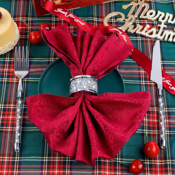 sæt med 6 servietringe, sølv Glitrende knust diamant servietring