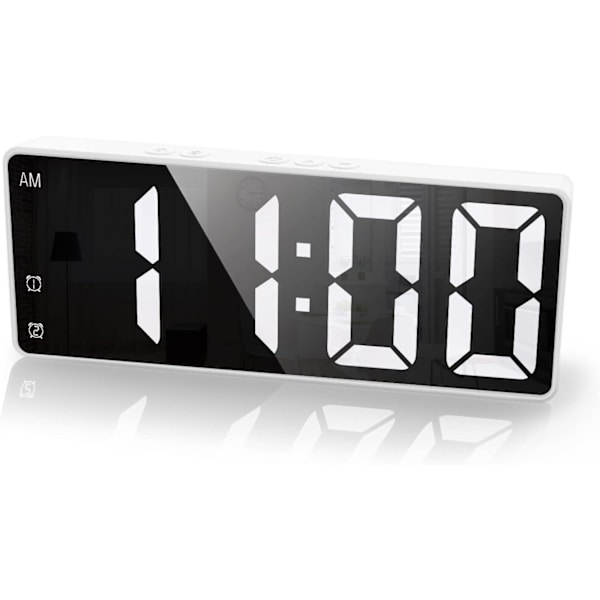 Hvid (opgraderet version) LED digitalt vækkeur, elektronisk bord
