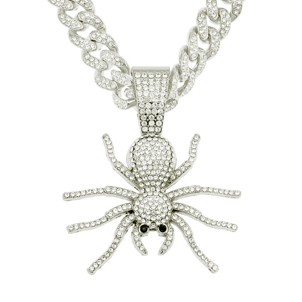 Hopea 1 Hip Hop Iced Out Spider -riipus kaulakoru Micropave-tekniikalla