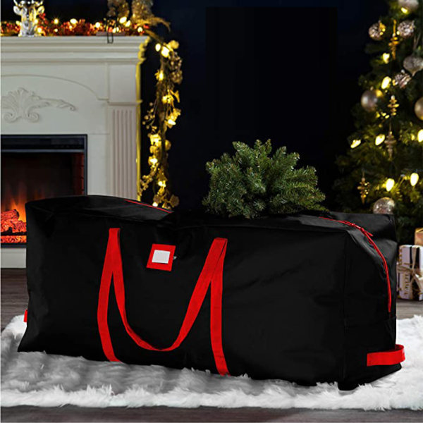 Opbevaringspose til juletræer | Beskyttelse kunstige juletræer & dekorationer Sort | Stærk kvalitet, vandtæt, låsbare, store holdetasker
