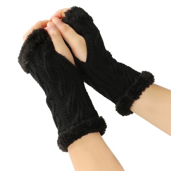 1 par sorte Rhombus fingerløse handsker til kvinder - vintervante