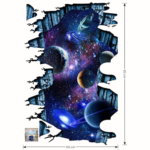 Galaxy Veggklistremer Fjernbare Rom Gulv Klistremer Magisk Kunst 3D M