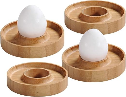4 stk. Æggebæger - Materiale: bambus - Diameter: 10 cm - Højde: 3 cm