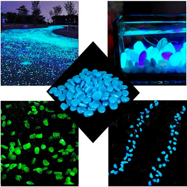 Glow in The Dark Rocks 100PCS, Glowing Fish Tank Pebbles - Indendørs