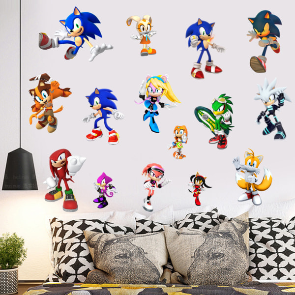 Sonic the Hedgehog spillveggklistremerke, soverom PVC Graffiti