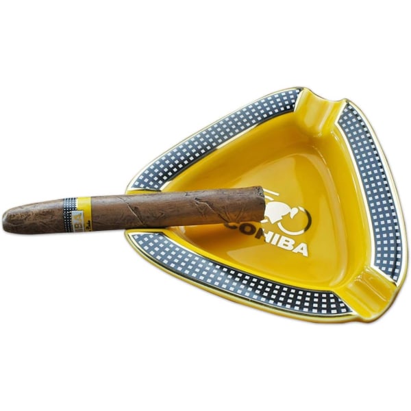 Cigar Ashtray Triangle Large Rest Outdoor Cigar Ashtray för uteplats/utomhus/inomhus askfat (gul)