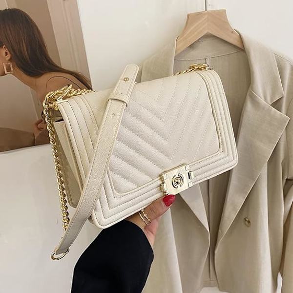 Quiltet Crossbody Taske Kæde Pung til Kvinder - Klassisk PU Læder S