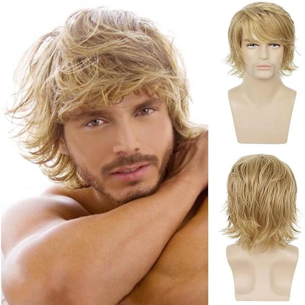 Lys blond kort myk lagdelt blond parykk