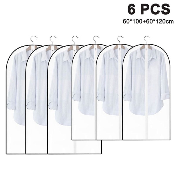 6 pieces Hanging Moth Proof Garment Bag Cover Lightweight Clear W