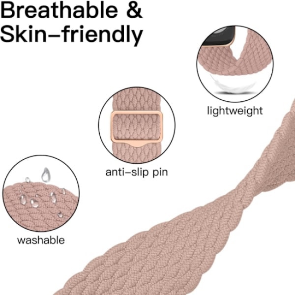 Antislip flätat band 3-pack kompatibelt med Apple Watch-armband 3