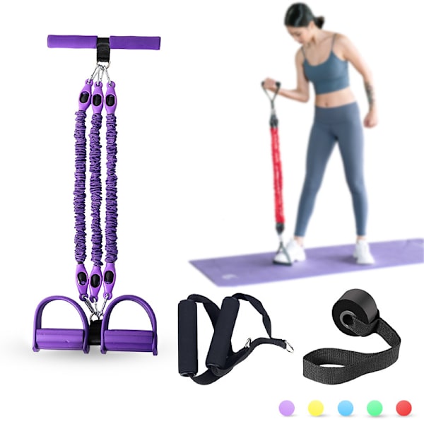 Multifunksjonell pedal elastisk trekktau stabelbar motstandsbåndsett for tung styrketreningstrening Fitness （3 rør）