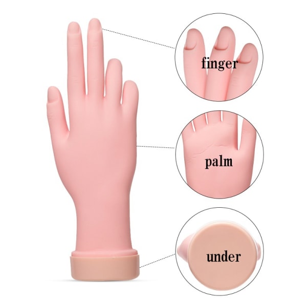 Nagelträningshand - falsk hand för nail art - Silikonbeige