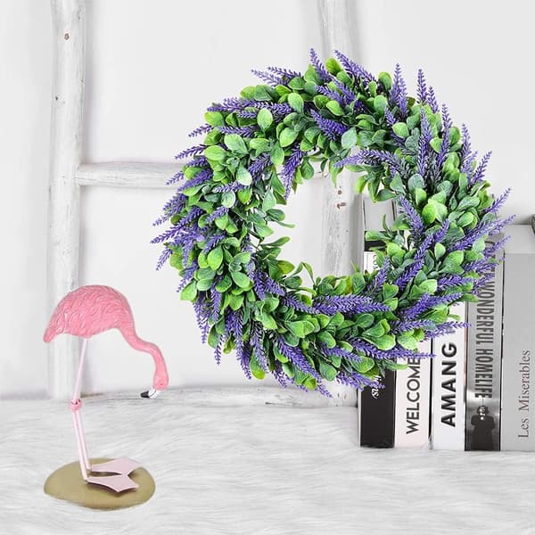 Kunstig lavendelkrans, dekorativ krans, simulasjon lilla