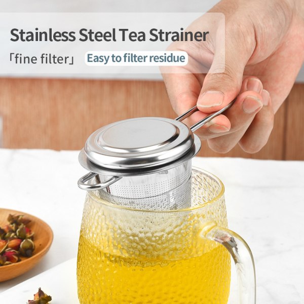 Tea Infuser, 304 Stainless Steel Tea Strainer with Lid and Foldab