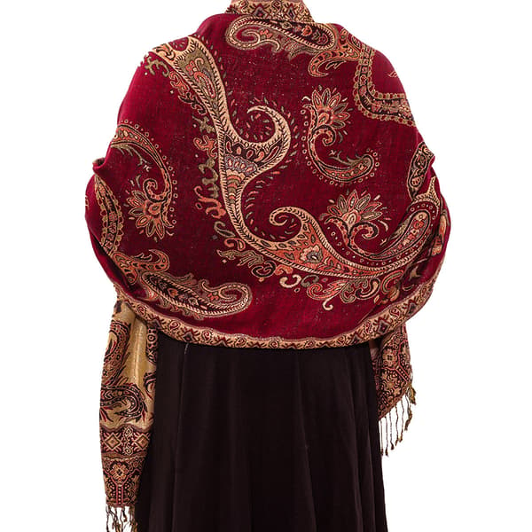 Rød 1 høst og vinter bohemsk retro jacquard etnisk stil stor
