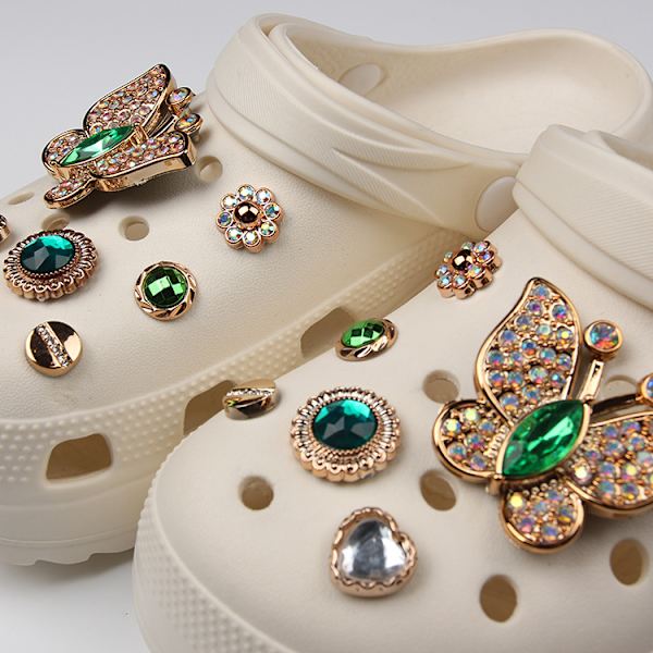 14 Crocs Sko Blomster Sommerfugl Krystal Diamant Have Sko Remov