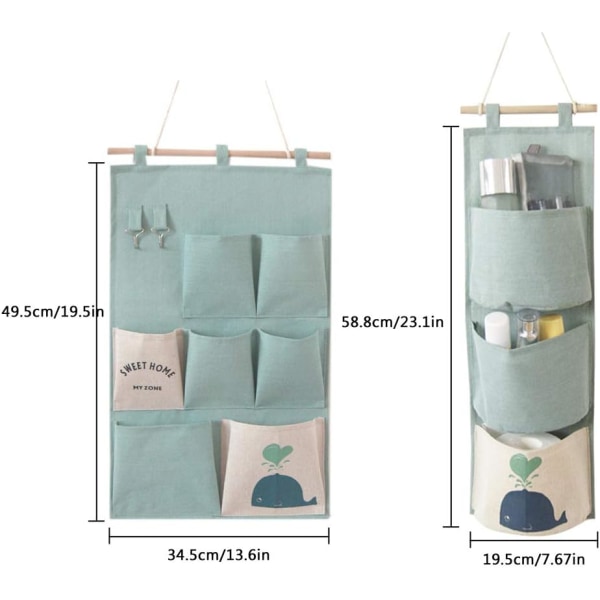2 st Hängande förvaringsväska, Lätt bomull Väggmonterad förvaring