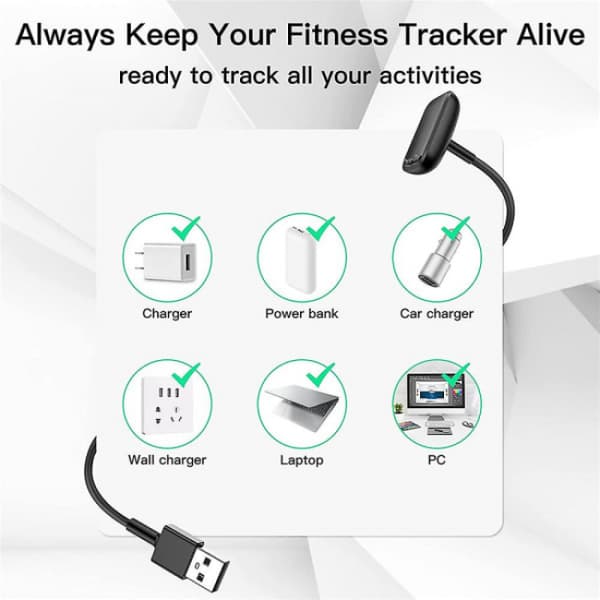 Oplader til Fitbit Charge 5/luxe, Smartwatch bærbar 50cm trådløs