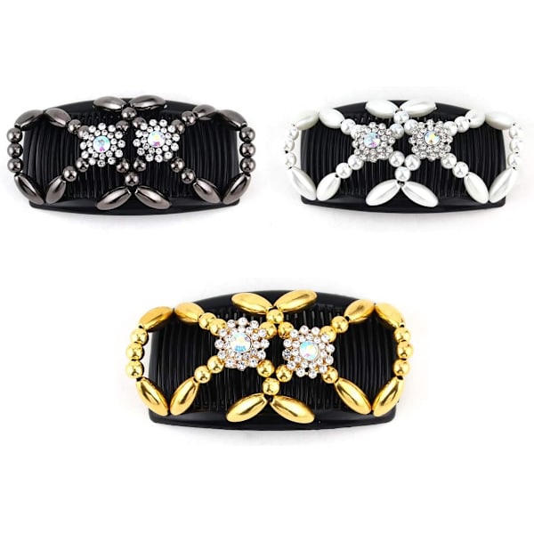 pärlstav magic hårkam 3 stycken Magic Elastic Hair Clips Stretchy
