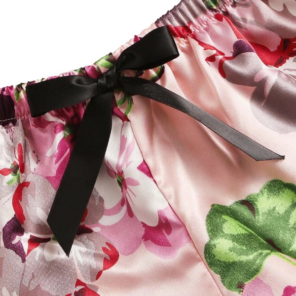 (L koko) Silkkijäljitelmä Pyjama Naisten kuviollinen yöpaita Underw