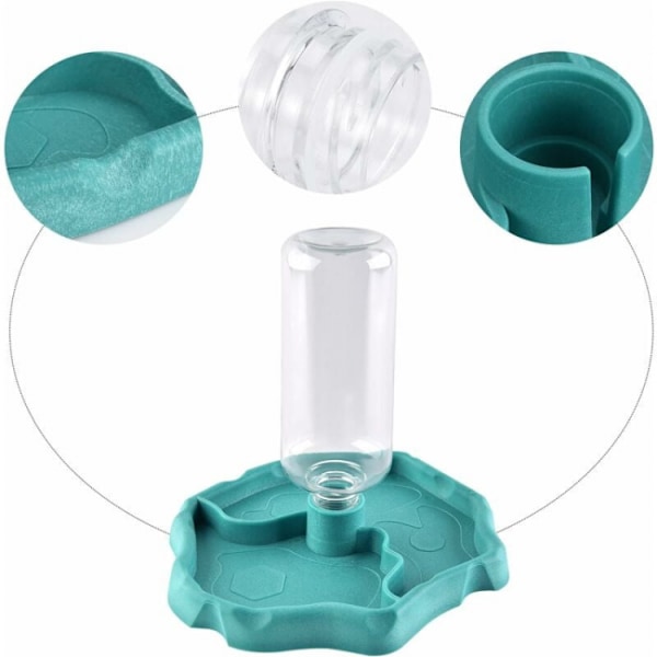 Blå Reptil Vanddispenser, 2 i 1 Anti-Overflow Foderdispenser