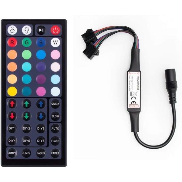 Mini-infrapunakaukosäädin värikkäällä valopalkilla 44 näppäimellä, RGB-ohjain, infrapunakaukosäädin 44 näppäimellä