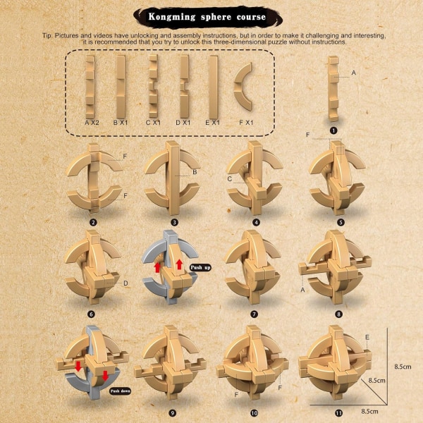 3D Hjernepuslespill Teaser Kongming Sphere (Oppgradert versjon), miljøvennlig